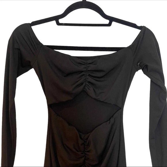 Naked Wardrobe Long Sleeve Off-The-Shoulder Mini Dress Cut Out Black Large 49 - Picture 2 of 6